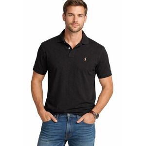 Ralph Lauren Black Polo Shirt | Men's Medium | Pima Soft Touch